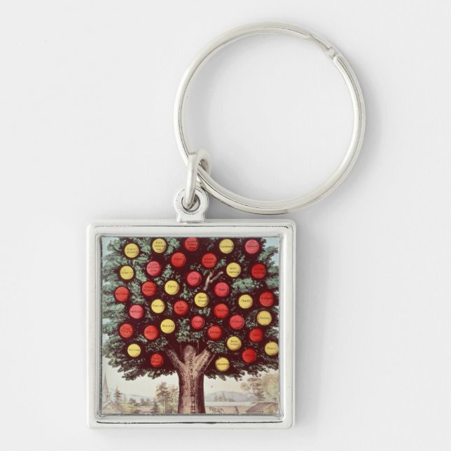 Träd av absolutism, 1872 fyrkantig silverfärgad nyckelring (Framsidan)