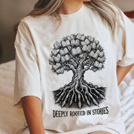 Träd av böcker Fountain Pen Rötter Litterär Konst T Shirt