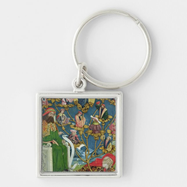 Träd av Jesse, från kupolaltaret, 1499 Fyrkantig Silverfärgad Nyckelring (Framsidan)