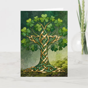 Träd av Shamrocks och knutar St. Patrick's Day Helgkort