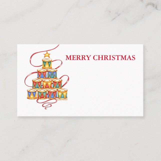 Träd av trummor Gläd dig jul Namn etikett Placeringskort (Framsida)