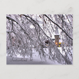 Träd av vykort i Snowy i Lucerne Schweiz