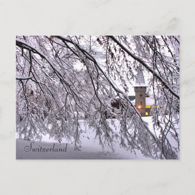 Träd av vykort i Snowy i Lucerne Schweiz (Framsida)