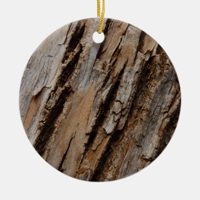 Träd Bark I Naturlig Abstrakt Texturerad design Julgransprydnad Keramik (Framsidan)