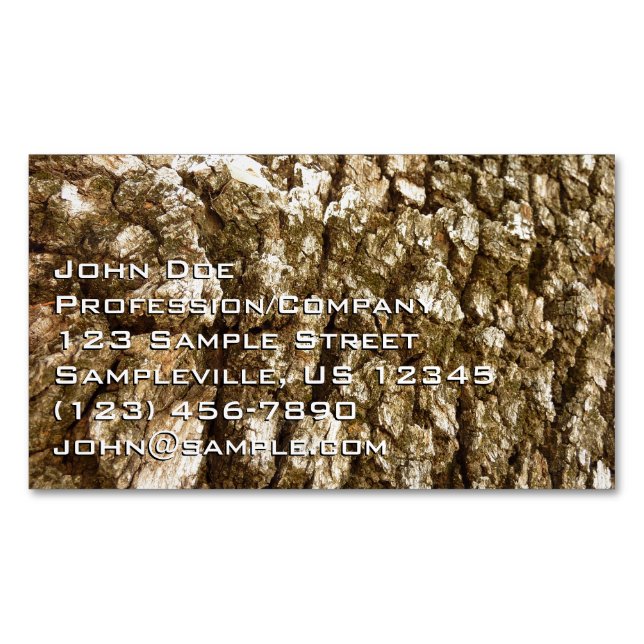 Träd Bark II Naturlig texturerad design Magnetiska Visitkort (Framsida)