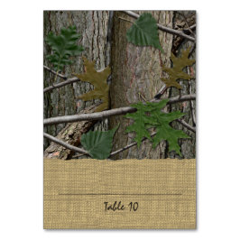 Träd Bark Löv och Burlap Place Card Bordsnummer