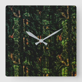 Träd-bark under grönt av hammarglas fyrkantig klocka