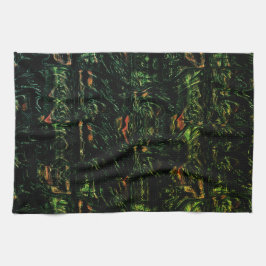 Träd-bark under grönt av hammarglas kökshandduk