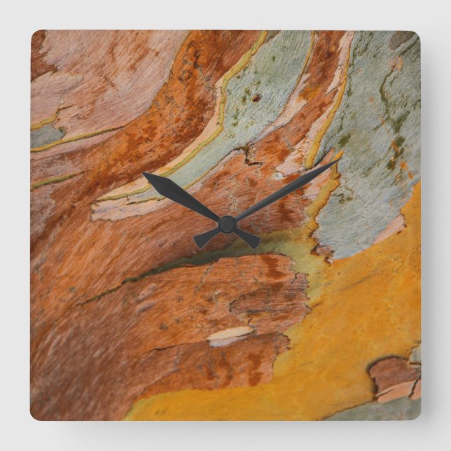 Träd Bark Wall Clock Fyrkantig Klocka (Framsida)