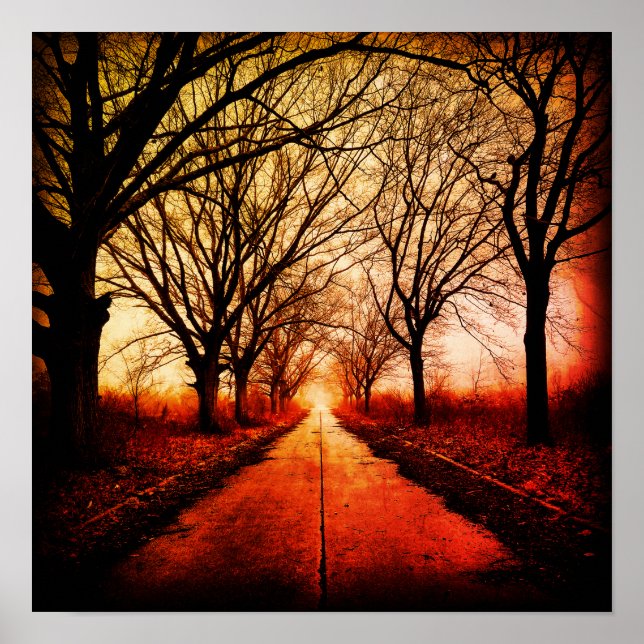 Träd-beklädda väg poster (Framsidan)