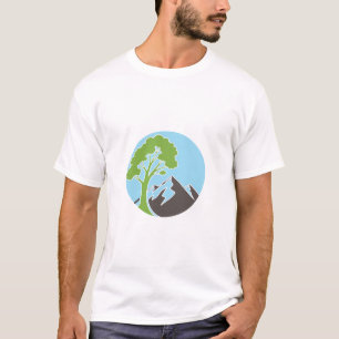 Träd Berg Cirkel Naturälskare Ekologisk T-Shirt