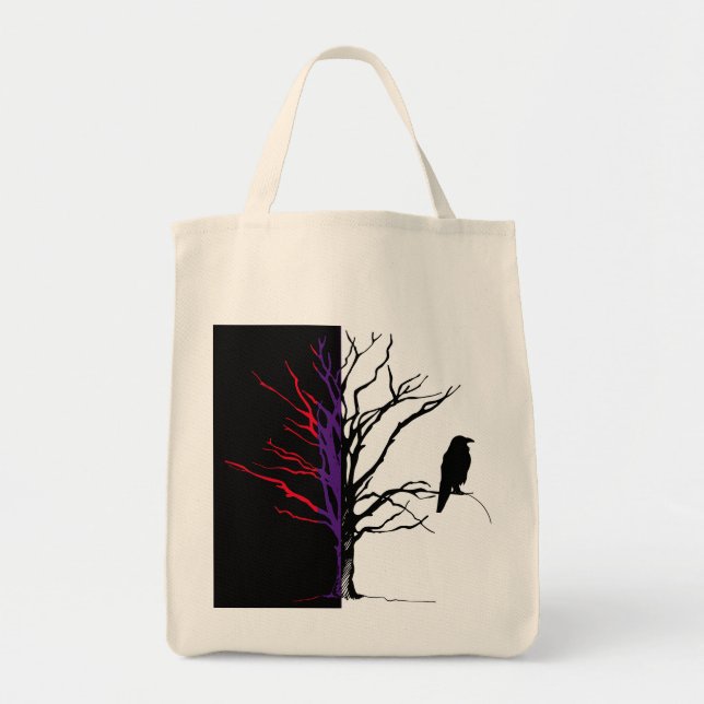 Träd Birds. Kråkor, Raven Blackbird Tygkasse (Framsidan)