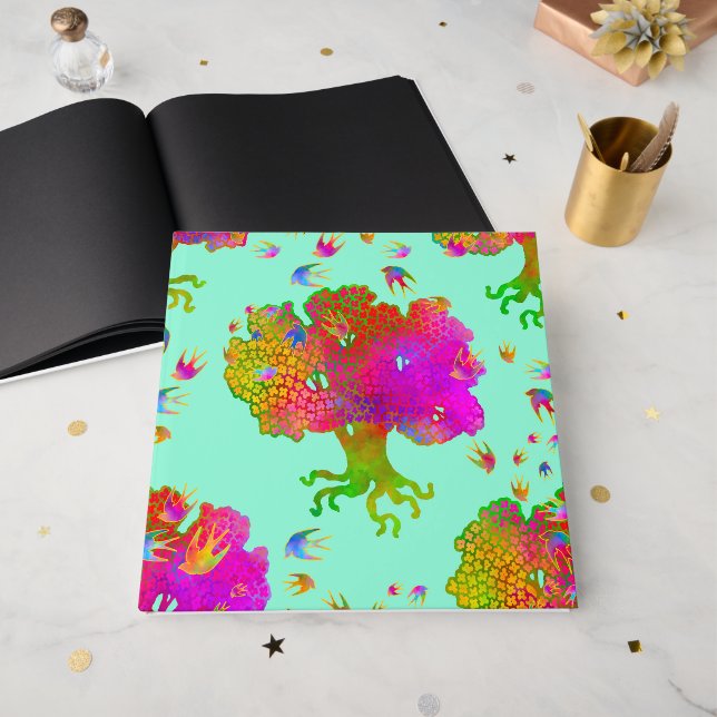 Träd Birds Twilight Gästböcker (Framsidan öppen)