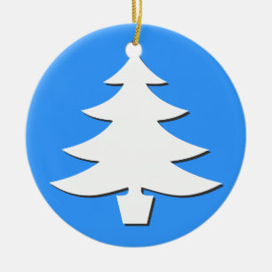 träd - blå julgransprydnad keramik