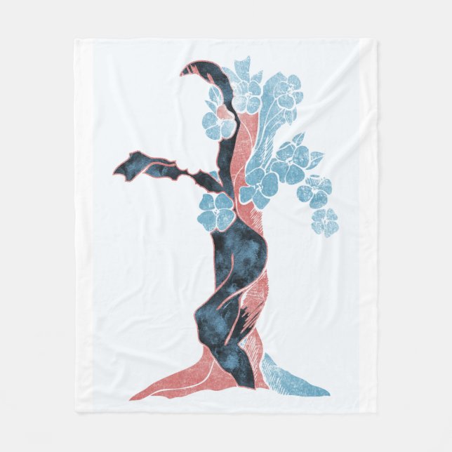 Träd Blommar Fleecefilt (Framsidan)