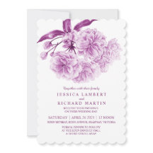 Träd blommar vattenfärgsdamm lila bröllop