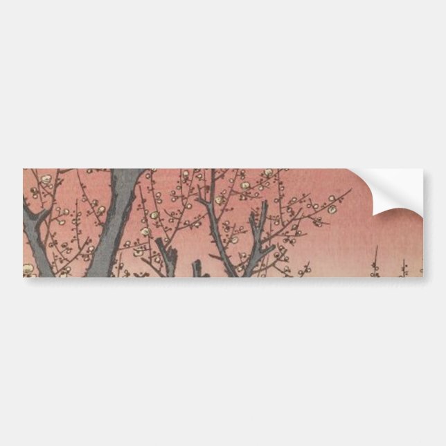 Träd Blommars Plum Garden Japans Woodblock Bildekal (Framsidan)