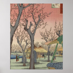 Träd Blommars Plum Garden Japans Woodblock Poster