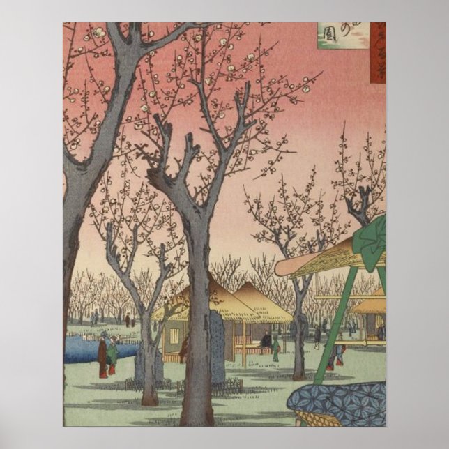 Träd Blommars Plum Garden Japans Woodblock Poster (Framsidan)