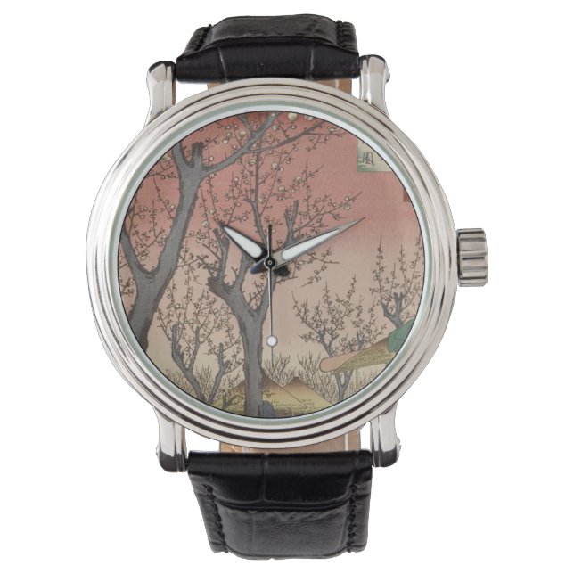 Träd Blommars Plum Garden Japanska Armbandsur (Framsida)