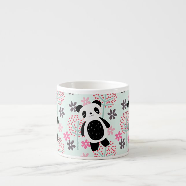 Träd, Blommor och Panda Bears Espressomugg (Framsidan)