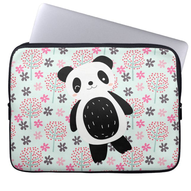 Träd, Blommor och Panda Bears Laptop Fodral (Framsidan)