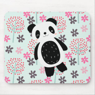 Träd, Blommor och Panda Bears Musmatta