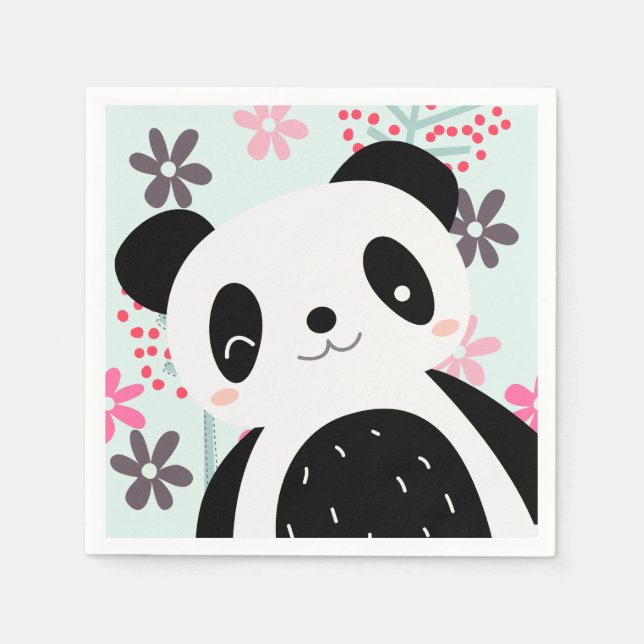 Träd, Blommor och Panda Bears Pappersservett (Framsidan)