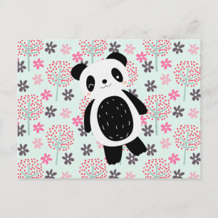 Träd, Blommor och Panda Bears Vykort