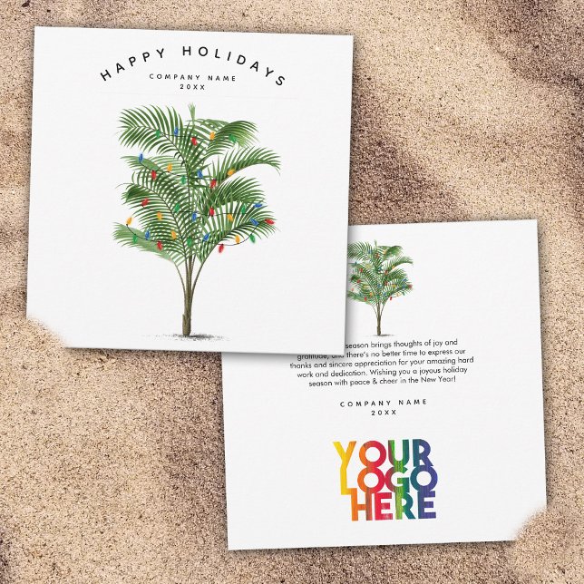 Träd Business Logotyp Helgdag-julkort (Palm Tree Holiday Business Logo Christmas Card)