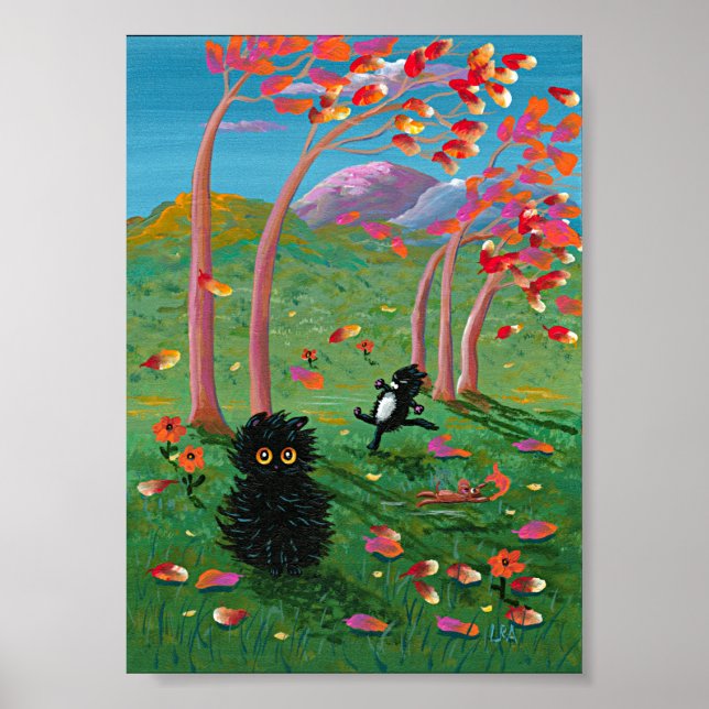 Träd Creationarts, udda, svarta, Cat Mouse Poster (Framsidan)