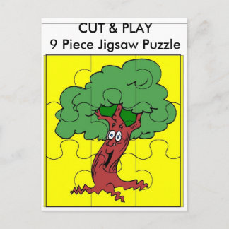 Träd, CUT & PLAY 9 Biet Jigszawa Puzzle Vykort