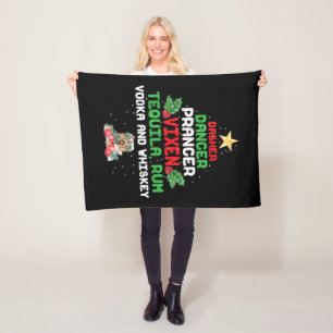 Träd Dasher Prancer Vixen Tequila Whiskey Fleecefilt