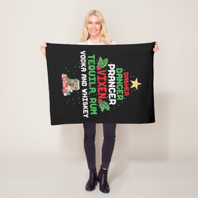 Träd Dasher Prancer Vixen Tequila Whiskey Fleecefilt (På plats)