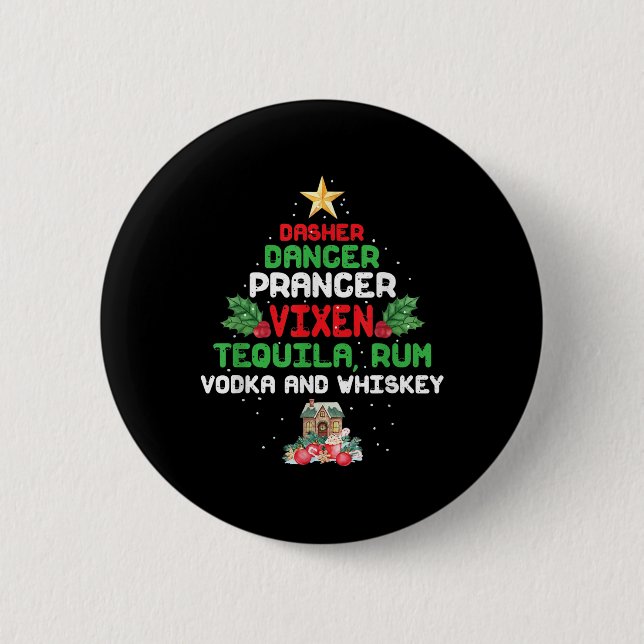 Träd Dasher Prancer Vixen Tequila Whiskey Knapp (Framsida)