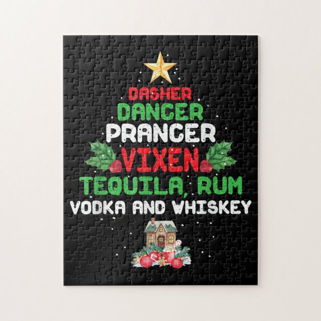 Träd Dasher Prancer Vixen Tequila Whiskey Pussel (Vertikal)