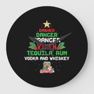 Träd Dasher Prancer Vixen Tequila Whiskey Stor Klocka
