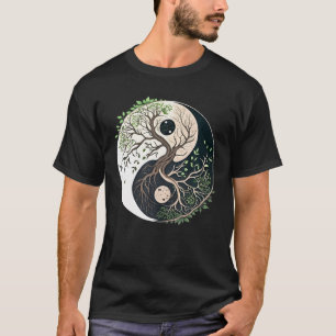Träd Des Liv Yin Yang Yoga Natur Balans Konst T Shirt
