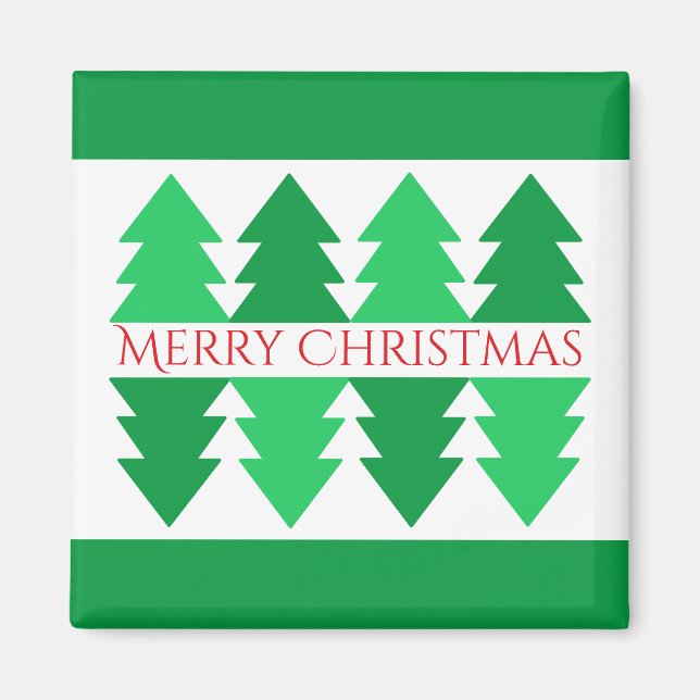 Träd design för enkel Red God jul Grönt  Magnet (Framsidan)
