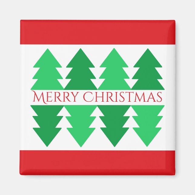 Träd design för enkel Red God jul Grönt  Magnet (Framsidan)