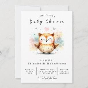 Träd Digital Uggla Baby Shower Inbjudningar