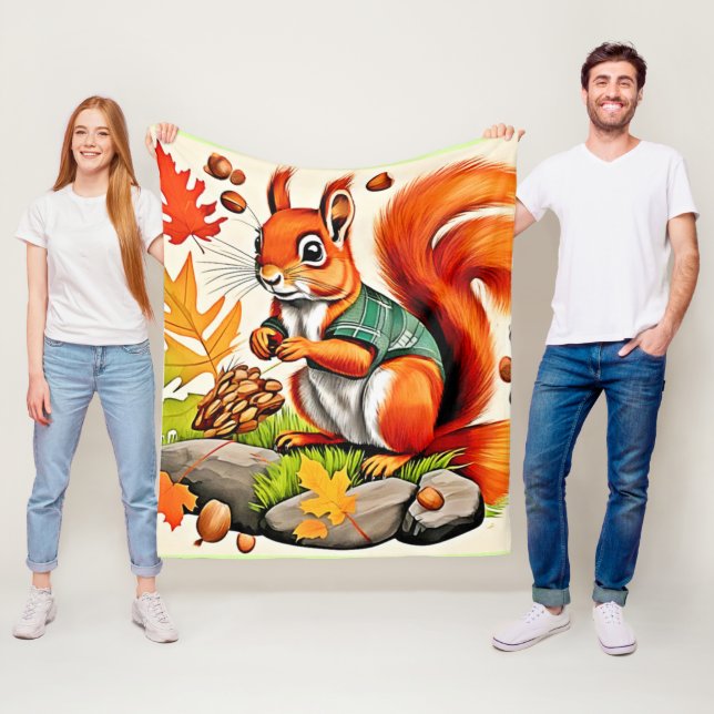 Träd - ekorrevydesign fleecefilt (På plats)
