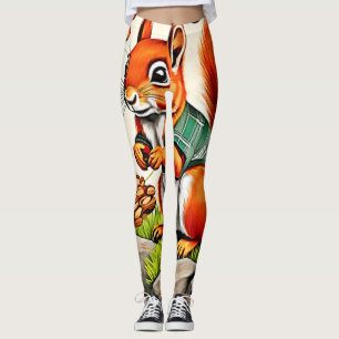 Träd - ekorrevydesign leggings
