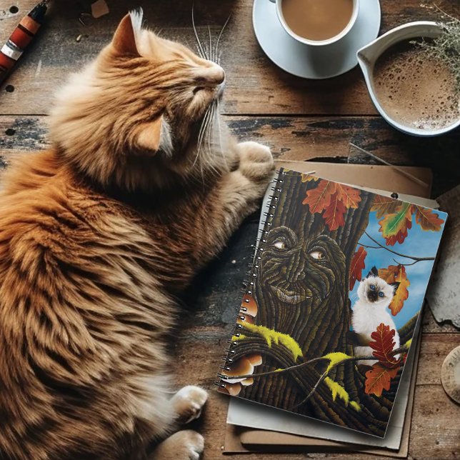 Träd Ent Cat Autumn Fantasy Anteckningsbok (Skapare uppladdad)