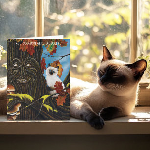 Träd Ent Cat Autumn Fantasy Kort