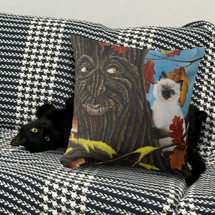 Träd Ent Cat Autumn Fantasy Kudde