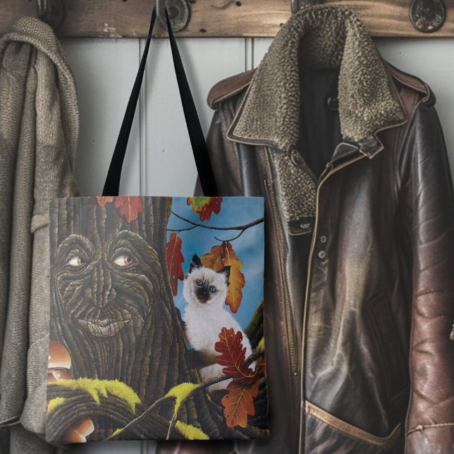Träd Ent Cat Autumn Fantasy Tygkasse (Skapare uppladdad)