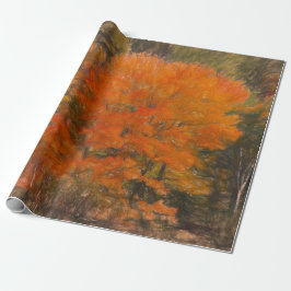 Träd Fall Woodland Orange Sketch Art Presentpapper