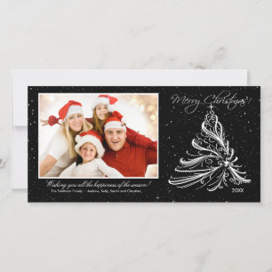 Träd-familjens julfotoport i elegant julkort