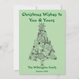 Träd-familjens julklapp i sluttande Grönt Kort